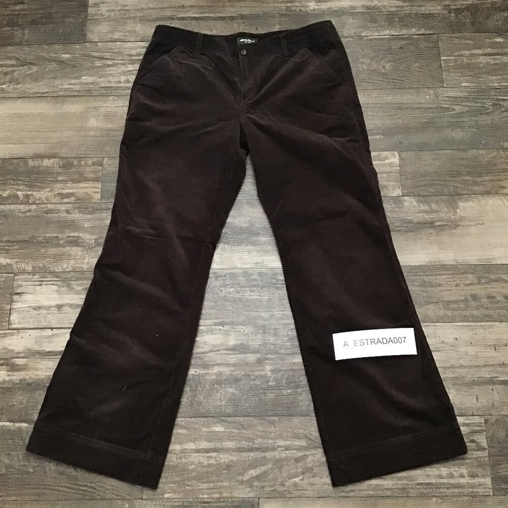 Eddie Bauer Women's Flared Leg Corduroy Pants Size 14 Brown